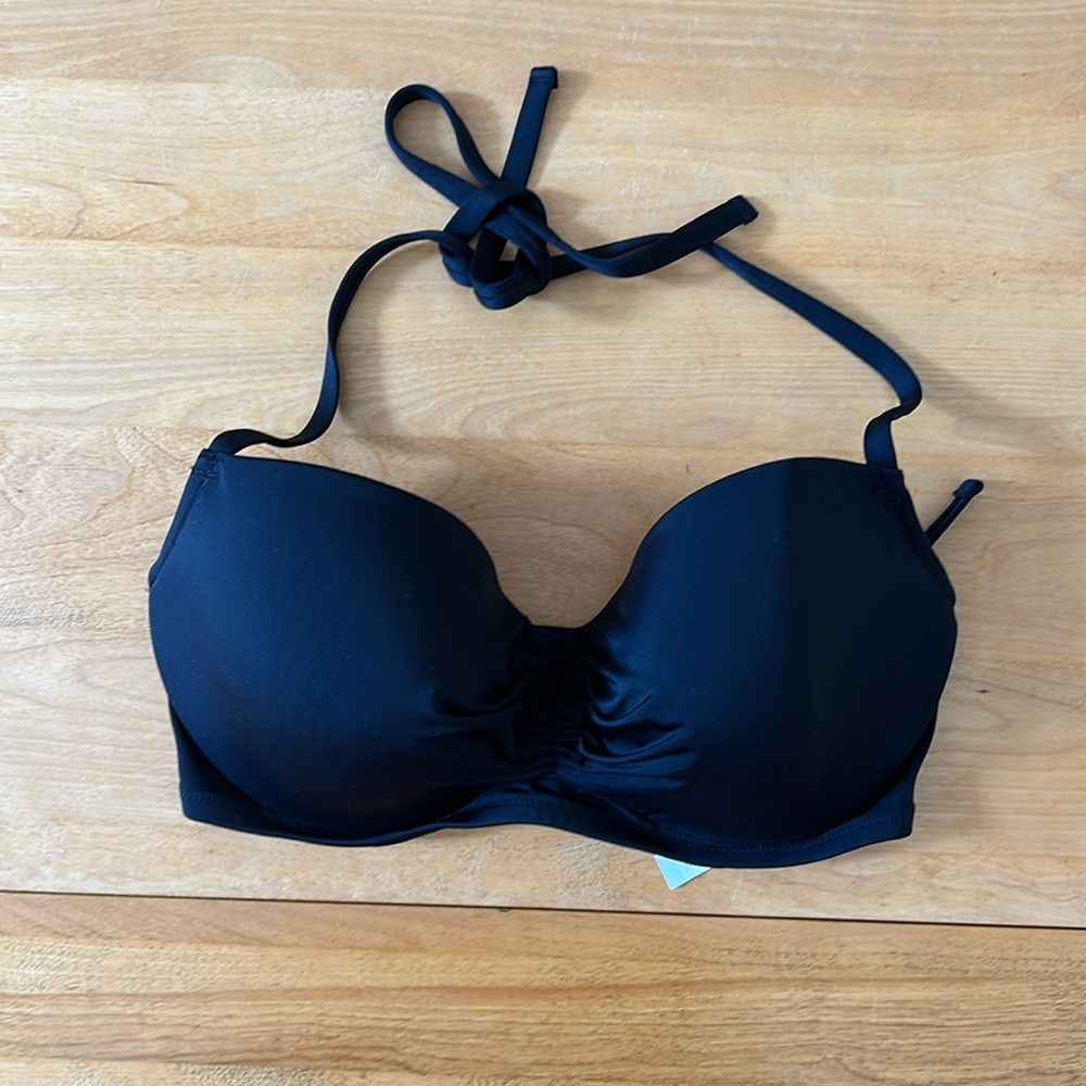 NWT Shade and Shore Lightly Lined Black Halter Bikini size 36D